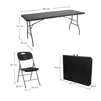 Conjunto Plegable Mesa 180cm y 6 Sillas con Asa Catering Thinia Home Conjuntos para Jardín 11