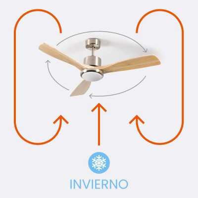 Ventilador de Techo con Luz 3 Aspas 56W 6 Velocidades Alaska Madera Natural Thinia Home Ventiladores de Techo 5