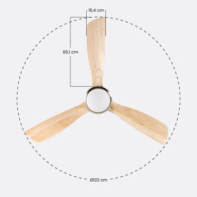 Ventilador de Techo con Luz 3 Aspas 56W 6 Velocidades Alaska Madera Natural Thinia Home Ventiladores de Techo 6