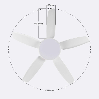 Ventilador de Techo con Luz 5 Aspas 62W 6 Velocidades Nevada Blanco Thinia Home Ventiladores de Techo 6