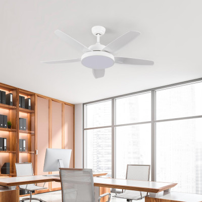 Ventilador de Techo con Luz 5 Aspas 62W 6 Velocidades Nevada Blanco Thinia Home Ventiladores de Techo 7