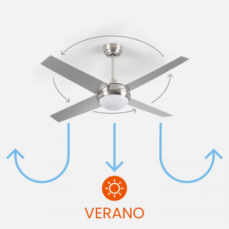 Ventilador de Techo con Luz 4 Aspas 56W 6 Velocidades Montana Plateado Thinia Home Ventiladores de Techo 4 Ventilador de Techo con Luz 4 Aspas 56W 6 Velocidades Montana Plateado Thinia Home Ventiladores de Techo 4