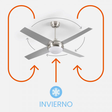 Ventilador de Techo con Luz 4 Aspas 56W 6 Velocidades Montana Plateado Thinia Home Ventiladores de Techo 5 Ventilador de Techo con Luz 4 Aspas 56W 6 Velocidades Montana Plateado Thinia Home Ventiladores de Techo 5