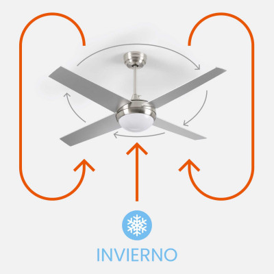 Ventilador de Techo con Luz 4 Aspas 56W 6 Velocidades Montana Plateado Thinia Home Ventiladores de Techo 5