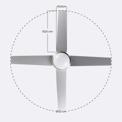 Ventilador de Techo con Luz 4 Aspas 56W 6 Velocidades Montana Plateado Thinia Home Ventiladores de Techo 6