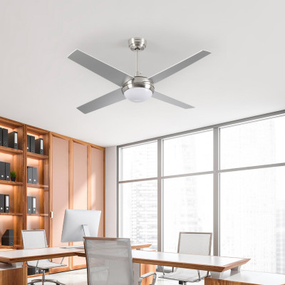 Ventilador de Techo con Luz 4 Aspas 56W 6 Velocidades Montana Plateado Thinia Home Ventiladores de Techo 7