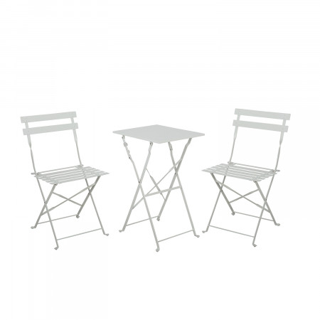 Conjunto de Terraza Plegable Metálico de 2 Sillas y Mesa Cuadrada Bistreau Blanco Thinia Home Conjuntos para Terrazas 1