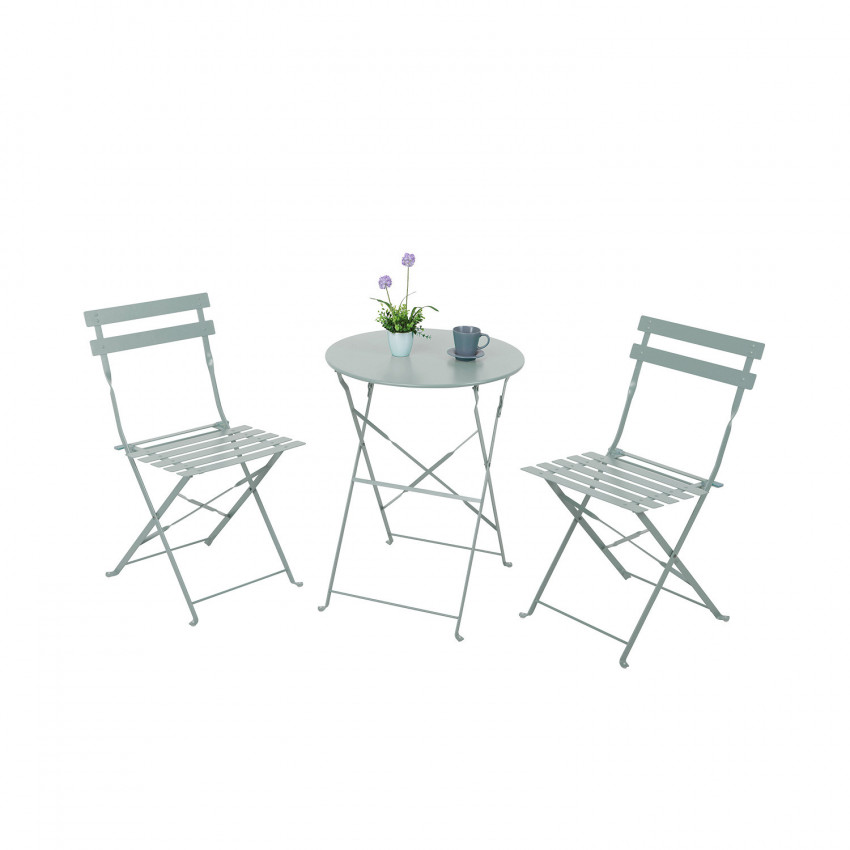 Conjunto de Terraza Plegable Metálico de 2 Sillas y Mesa Redonda Bistreau Gris Thinia Home Conjuntos para Terrazas 1 Conjunto de Terraza Plegable Metálico de 2 Sillas y Mesa Redonda Bistreau Gris Thinia Home Conjuntos para Terrazas 1
