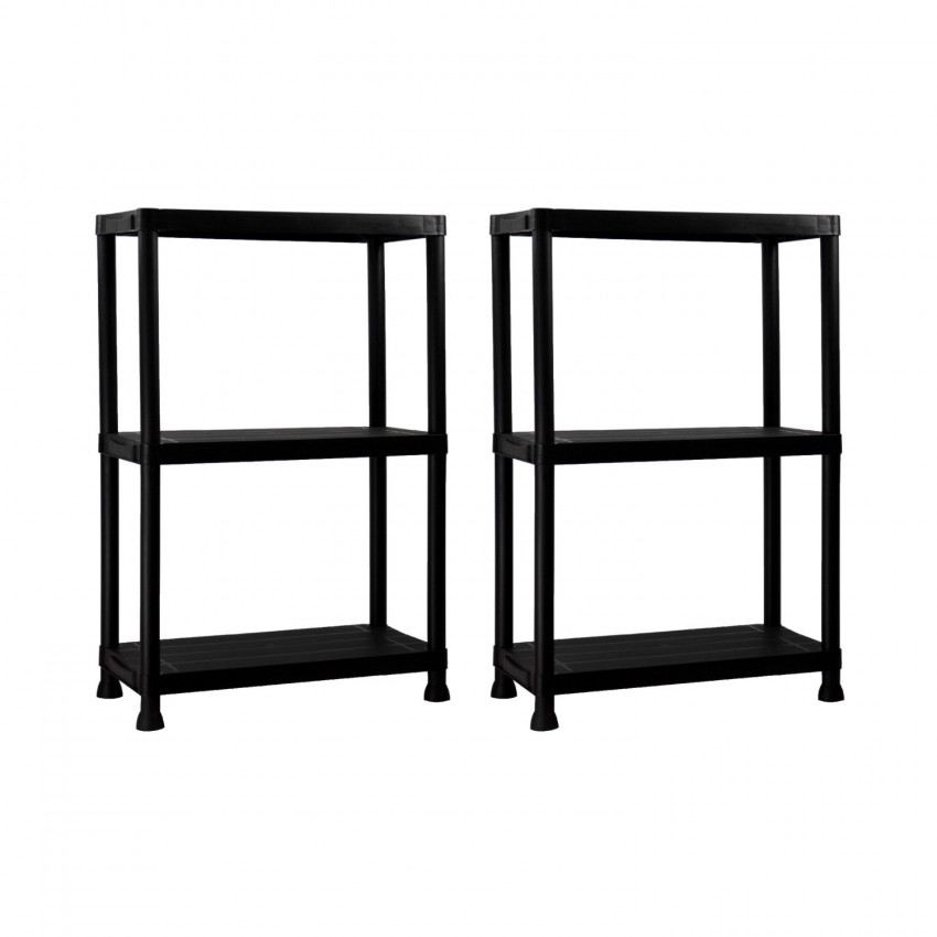 Pack 2 Prateleiras de resina com 3 prateleiras 131x61x31cm 75Kg 7house Prateleiras de resina 1