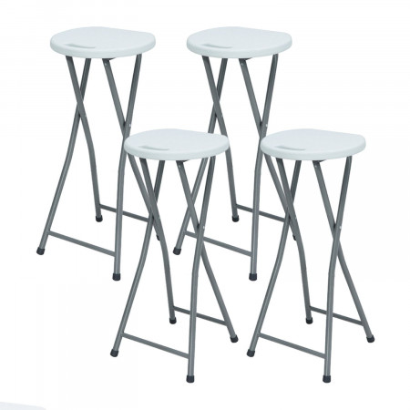 Pack 4 Taburetes Plegables Alto Blanco 30x76cm Thinia Home Taburetes 1