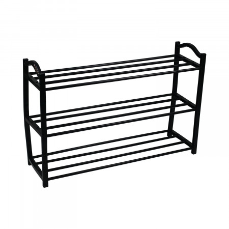 Estantería Zapatero 3 Baldas Zip Negro 62,5x19x44cm Thinia Home Percheros y Zapateros 1