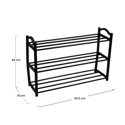 Estantería Zapatero 3 Baldas Zip Negro 62,5x19x44cm Thinia Home Percheros y Zapateros 5