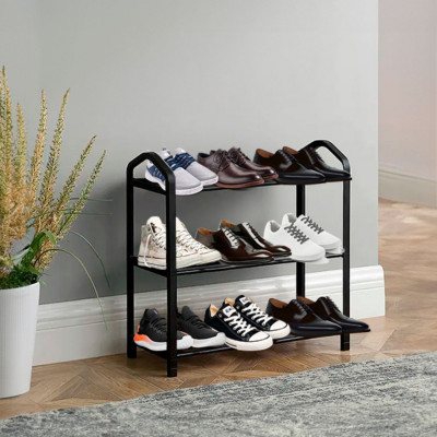 Estantería Zapatero 3 Baldas Zip Negro 62,5x19x44cm Thinia Home Percheros y Zapateros 6