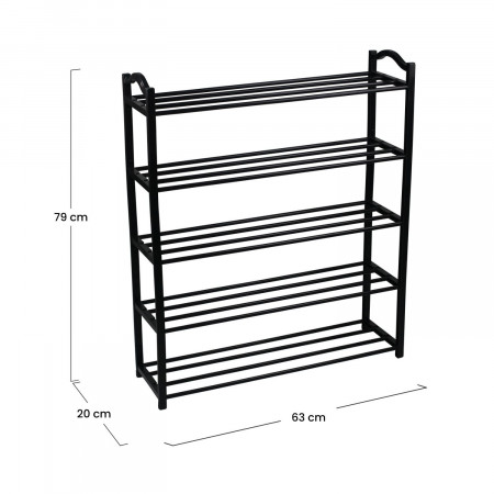 Estantería Zapatero 5 Baldas Sir Negro 63x20x79cm Thinia Home Percheros y Zapateros 5 Estantería Zapatero 5 Baldas Sir Negro 63x20x79cm Thinia Home Percheros y Zapateros 5