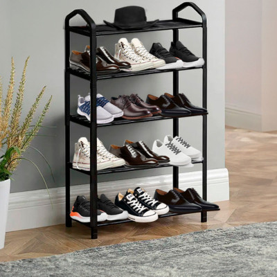 Estantería Zapatero 5 Baldas Sir Negro 63x20x79cm Thinia Home Percheros y Zapateros 6