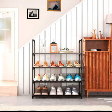 Estantería Zapatero Metálico 4 Baldas Intra Negro 65x30x74cm Thinia Home Percheros y Zapateros 6 Estantería Zapatero Metálico 4 Baldas Intra Negro 65x30x74cm Thinia Home Percheros y Zapateros 6