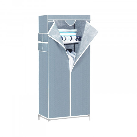 Armario Ropero de Tela con Cremallera Blanco/Gris 70x45x155cm Thinia Home Armarios 1
