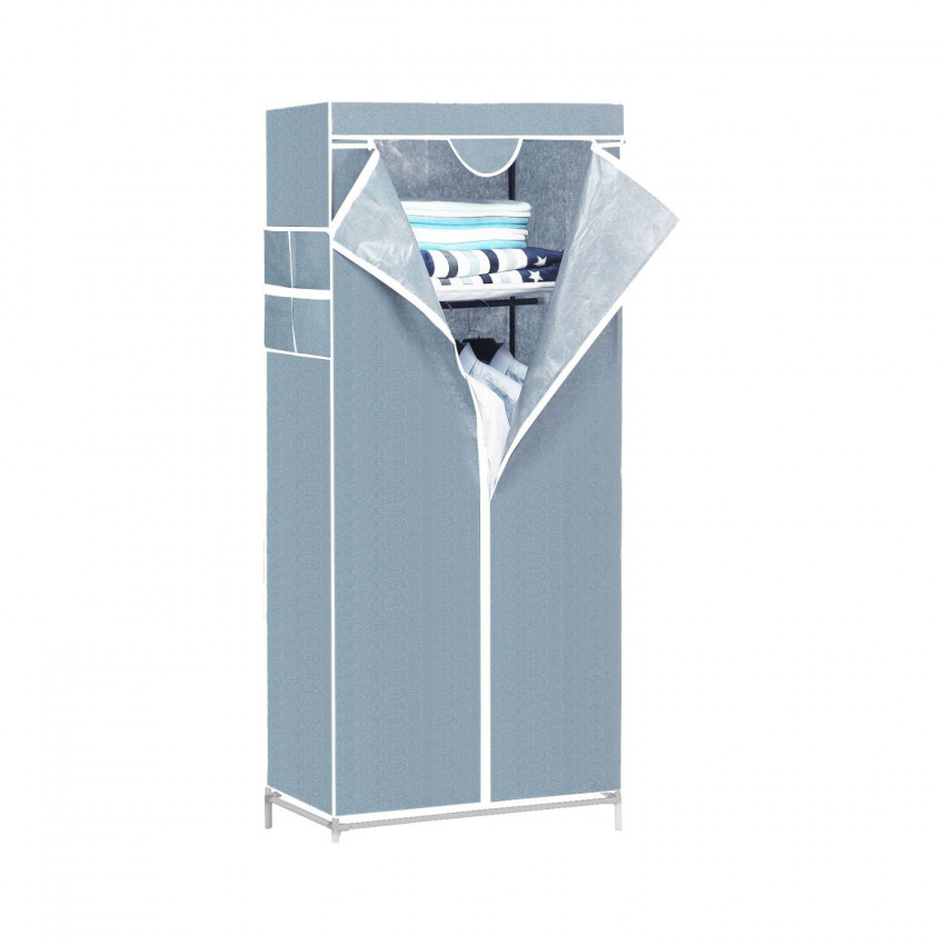 Roupeiro de tecido com fecho de correr Branco/Cinzento 70x45x155cm Thinia Home Roupeiros 1