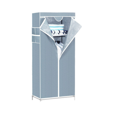 Armario Ropero de Tela con Cremallera Blanco/Gris 70x45x155cm Thinia Home Armarios 1