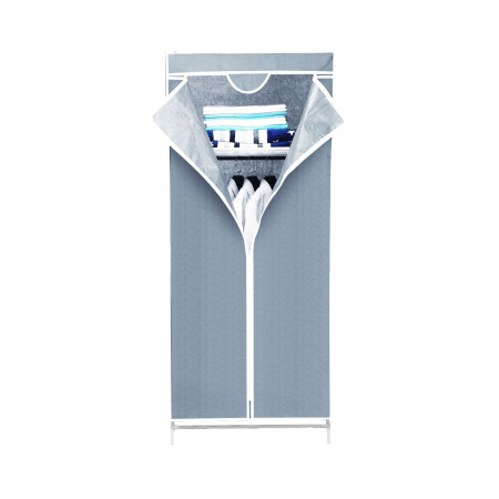 Roupeiro de tecido com fecho de correr Branco/Cinzento 70x45x155cm Thinia Home Roupeiros 2