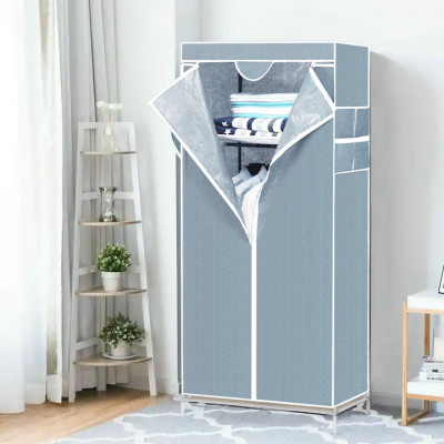 Armario Ropero de Tela con Cremallera Blanco/Gris 70x45x155cm Thinia Home Armarios 4