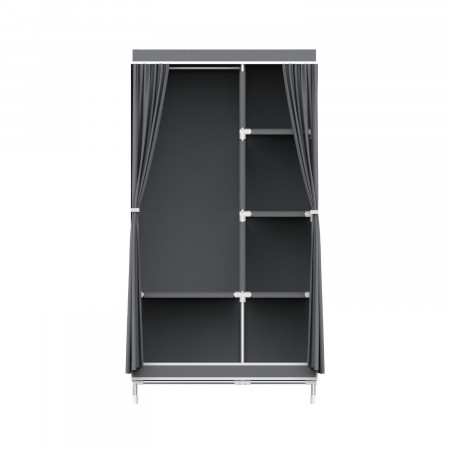 Armario Ropero de Tela Doble con Cortinas Correderas Blanco/Gris 90x43x168cm Thinia Home Armarios 3 Armario Ropero de Tela Doble con Cortinas Correderas Blanco/Gris 90x43x168cm Thinia Home Armarios 3