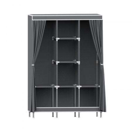 Roupeiro de tecido triplo com cortinados de correr Branco/Cinzento 118x45x169cm Thinia Home Roupeiros 2