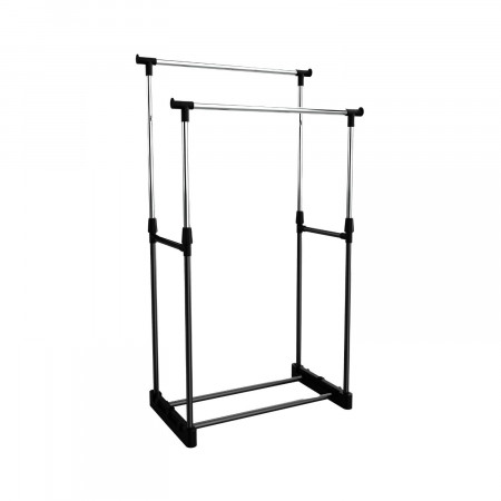 Burro Perchero Doble con Zapatero Steak Plateado/Negro 74x42x157cm Thinia Home Percheros y Zapateros 1