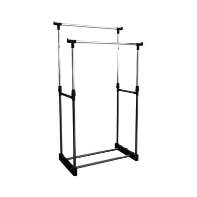 Burro Perchero Doble con Zapatero Steak Plateado/Negro 74x42x157cm Thinia Home Percheros y Zapateros 1