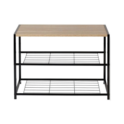 Banco Zapatero Estilo Industrial 2 Baldas Erme Negro/Marrón 63x30x43cm O91 Percheros y Zapateros 2