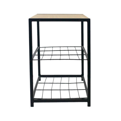 Banco Zapatero Estilo Industrial 2 Baldas Erme Negro/Marrón 63x30x43cm O91 Percheros y Zapateros 3