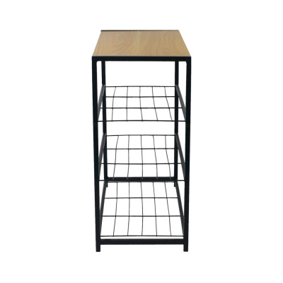 Banco Zapatero Estilo Industrial 3 Baldas Erbu Negro/Marrón 63x30x63cm O91 Mobiliario 3