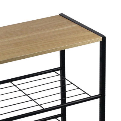 Banco Zapatero Estilo Industrial 3 Baldas Erbu Negro/Marrón 63x30x63cm O91 Mobiliario 4
