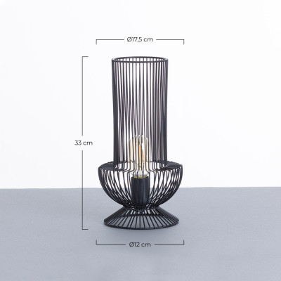Lámpara de Mesa Yan Negro Ø17.5x33cm O91 Lámparas de Mesa 7