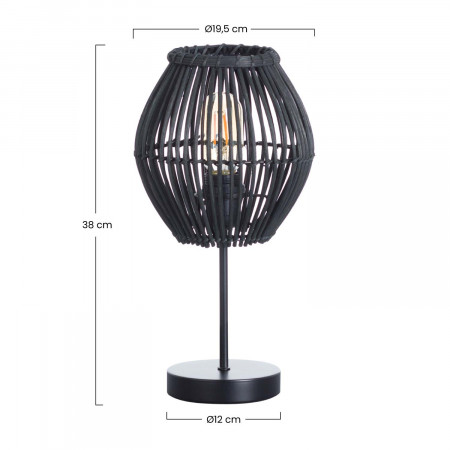 Lámpara de Mesa Kyon Negro 19,5x19,5x38cm O91 Lámparas de Mesa 5 Lámpara de Mesa Kyon Negro 19,5x19,5x38cm O91 Lámparas de Mesa 5
