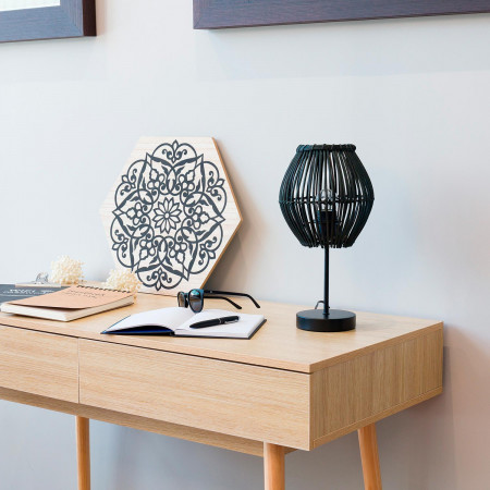 Lámpara de Mesa Kyon Negro 19,5x19,5x38cm O91 Lámparas de Mesa 6 Lámpara de Mesa Kyon Negro 19,5x19,5x38cm O91 Lámparas de Mesa 6