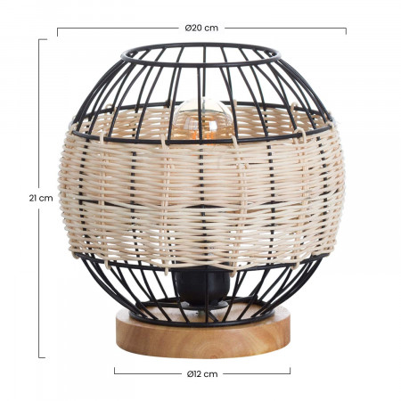 Lámpara de Mesa Tai Natural/Negro 20x20x21cm O91 Lámparas de Mesa 5 Lámpara de Mesa Tai Natural/Negro 20x20x21cm O91 Lámparas de Mesa 5