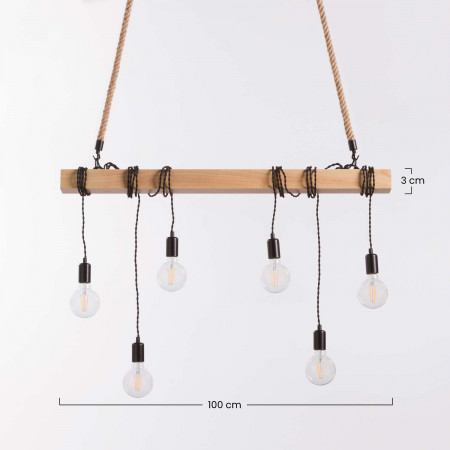 Lámpara de Techo Kielce Natural/Negro 100x3x10cm O91 Lámparas de Techo 6 Lámpara de Techo Kielce Natural/Negro 100x3x10cm O91 Lámparas de Techo 6