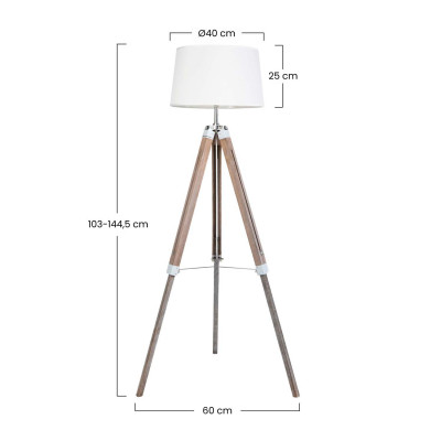 Lámpara de Pie Tripod 60x52x144,5cm O91 Lámparas de Pie 4