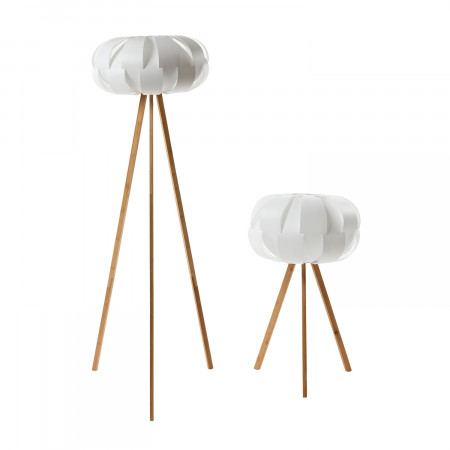 Set 2 Lámpara de Pie y Lámpara de Mesa Buana Blanco O91 Lámparas de Pie 1