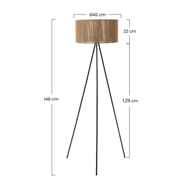 Lámpara de Pie Budi Beige 42x148cm O91 Lámparas de Pie 4