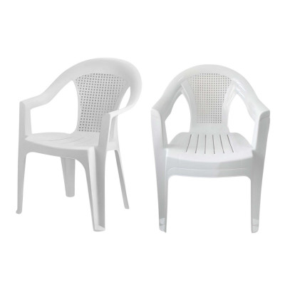 Conjunto de Jardín Mesa Cuadrada y 2 Sillas Apilables Elestack Blancas O91 Conjuntos de Mesas y Sillas de Exterior 3