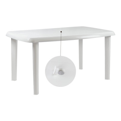 Conjunto de Jardín Mesa Rectangular y 4 Sillas Apilables Vistack Blancas O91 Conjuntos de Mesas y Sillas de Exterior 2