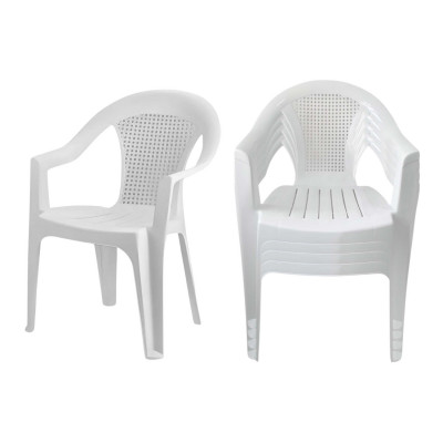 Conjunto de Jardín Mesa Rectangular y 4 Sillas Apilables Vistack Blancas O91 Conjuntos de Mesas y Sillas de Exterior 3