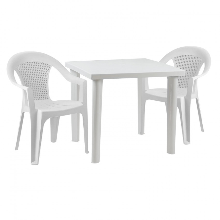 Conjunto de Jardín Mesa Cuadrada y 2 Sillas Apilables Elestack Blancas Thinia Home Conjuntos de Mesas y Sillas de Exterior 1 Conjunto de Jardín Mesa Cuadrada y 2 Sillas Apilables Elestack Blancas Thinia Home Conjuntos de Mesas y Sillas de Exterior 1