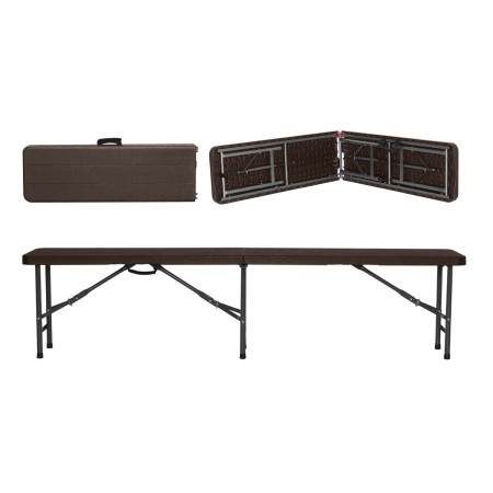Conjunto Plegable Mesa con 2 Bancos de 180cm Catering Efecto Madera 7house Conjuntos para Jardín 3 Conjunto Plegable Mesa con 2 Bancos de 180cm Catering Efecto Madera 7house Conjuntos para Jardín 3
