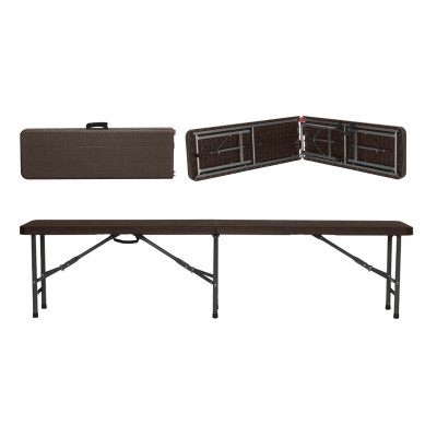 Conjunto Plegable Mesa con 2 Bancos de 180cm Catering Efecto Madera 7house Conjuntos para Jardín 3
