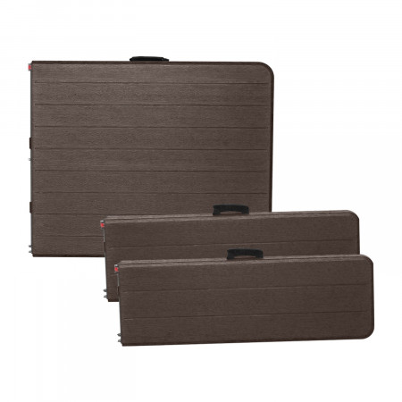 Conjunto Plegable Mesa con 2 Bancos de 180cm Catering Efecto Madera 7house Conjuntos para Jardín 4 Conjunto Plegable Mesa con 2 Bancos de 180cm Catering Efecto Madera 7house Conjuntos para Jardín 4