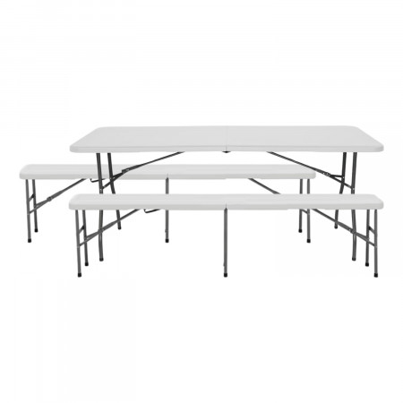 Conjunto Plegable Mesa con 2 Bancos de 180cm Catering O91 Conjuntos para Jardín 1