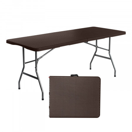 Conjunto Plegable Mesa con 2 Bancos de 180cm Catering Efecto Ratán 7house Conjuntos para Jardín 2 Conjunto Plegable Mesa con 2 Bancos de 180cm Catering Efecto Ratán 7house Conjuntos para Jardín 2